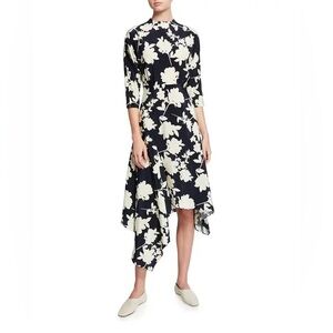 St John Shadow Floral-Print Crepe De Chine Midi Dress,100%silk